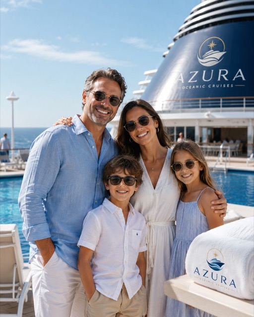 Azura family guests on the pool deck