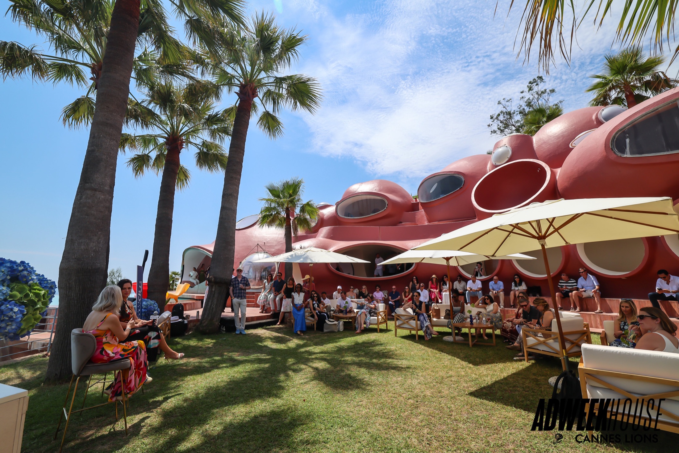 A wide view of ADWEEK House programming on the Riviera terrace