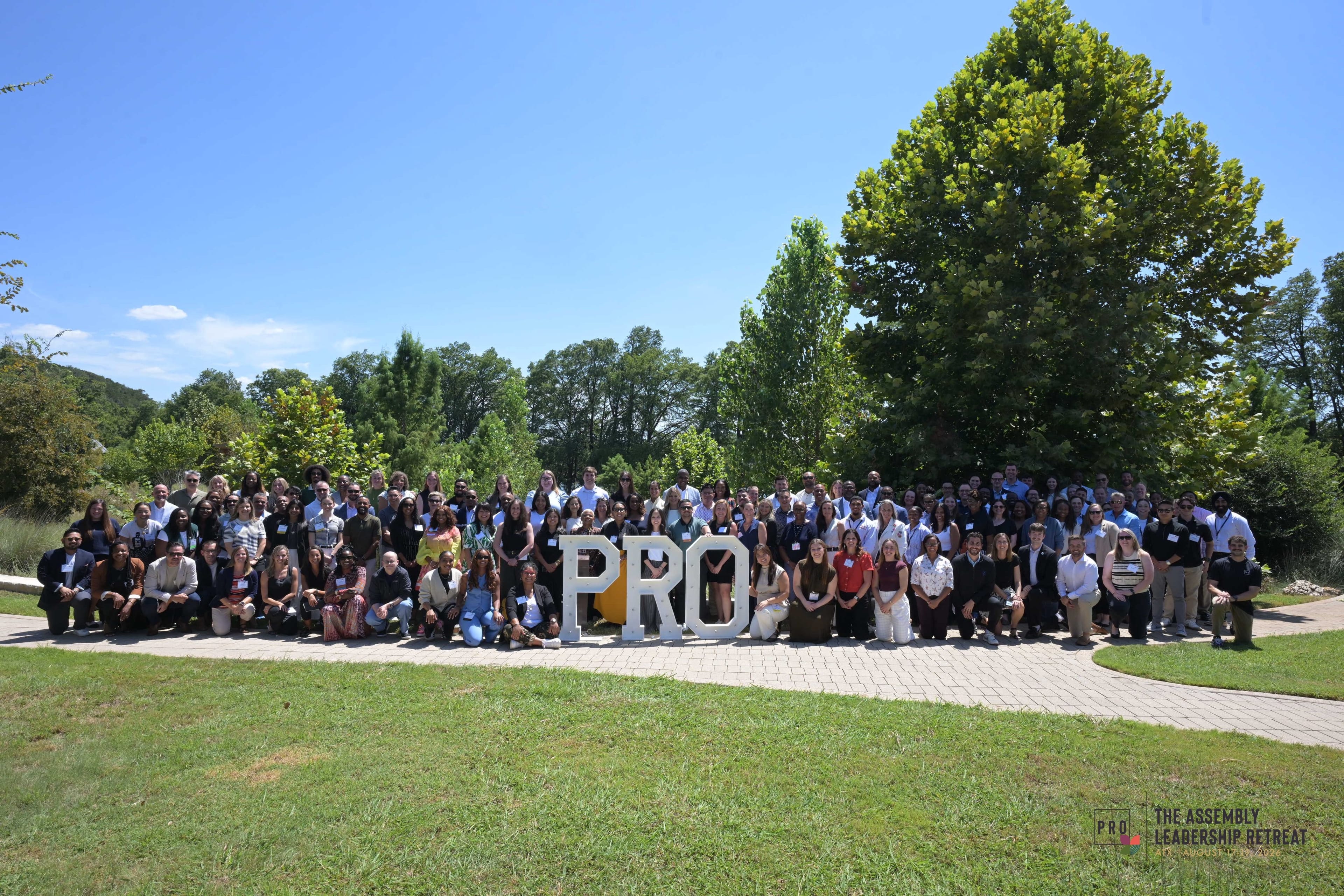 Pro Sports Assembly attendees gathered outside at The Assembly leadership retreat