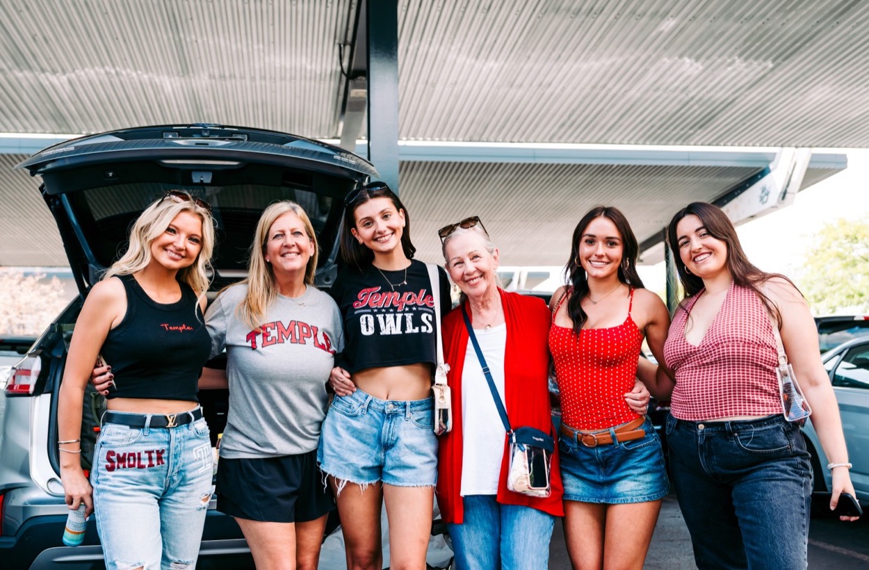 Temple fans at a tailgate during the game activation