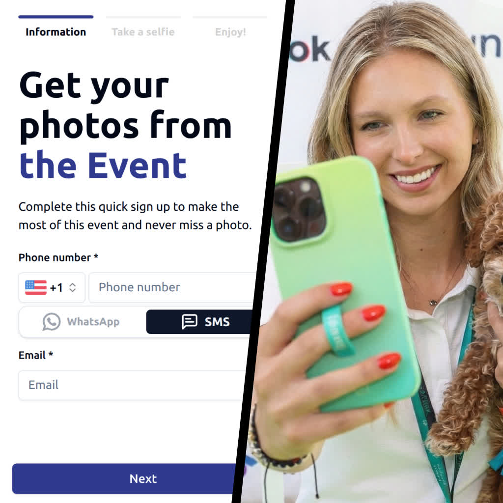 Branded Impulse signup screen capturing guest phone number and email at an event